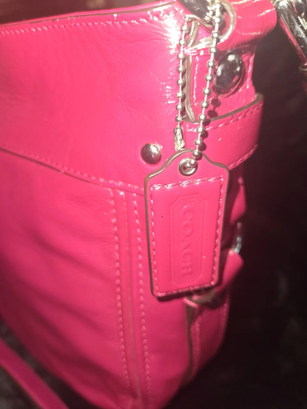 Coach Zoe F15478 Hot Pink Patent Leather Bag + Crossbody Strap